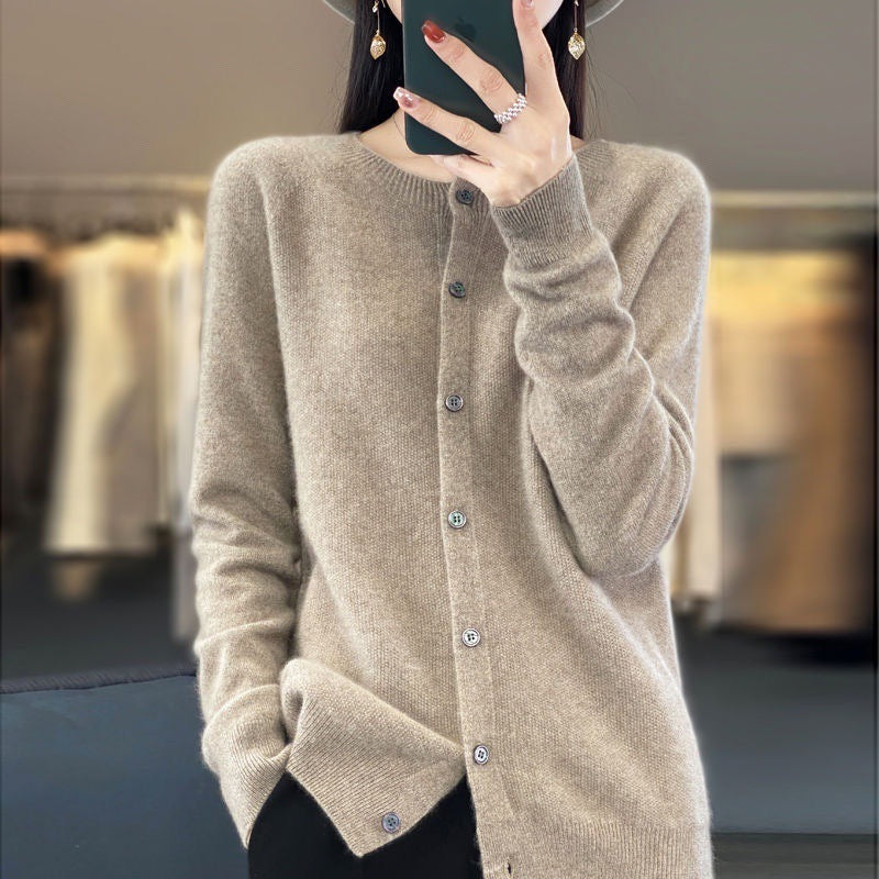 Fashion Merino Wool Cardigan Sweater for Women