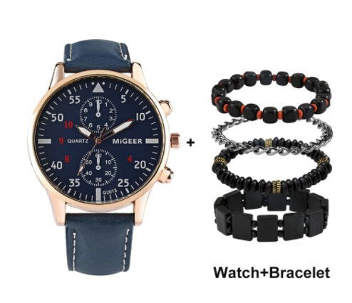 New Men's Quartz Watch Bracelet Combination Suit