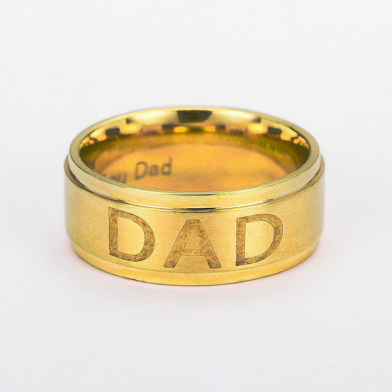 Monogram ring titanium steel ring for Dad