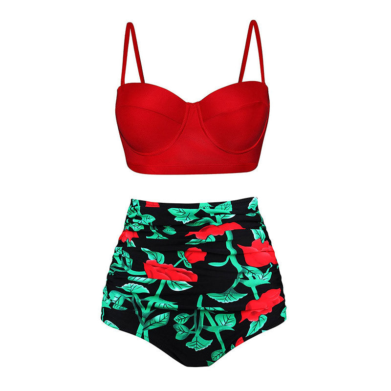 High Waist Bikinis Women Swimsuit Plus Size Swimwear Bathing Suits Retro Floral Push Up Bikini Set Beach Wear Biquini