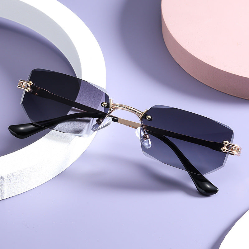 Women's Fashion Polygon Cut Rimless Sunglasses