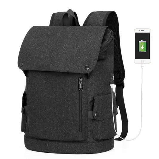 Casual Backpack Male Retro Simple Student Schoolbag