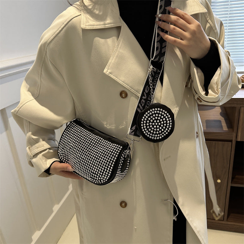 Rhinestone Shoulder Bag with Small Fashion Purse