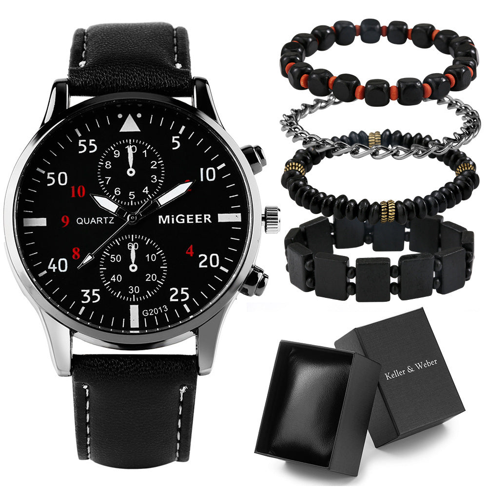 New Men's Quartz Watch Bracelet Combination Suit