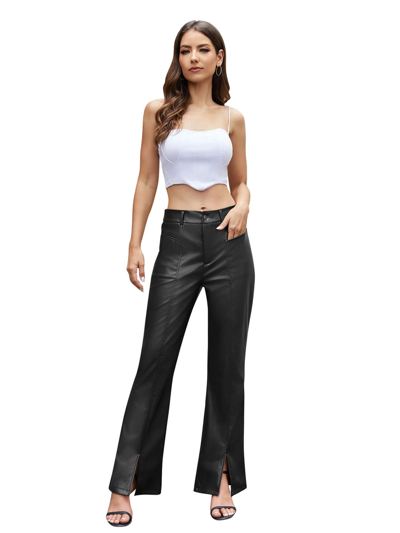 Women's PU Flared Pants