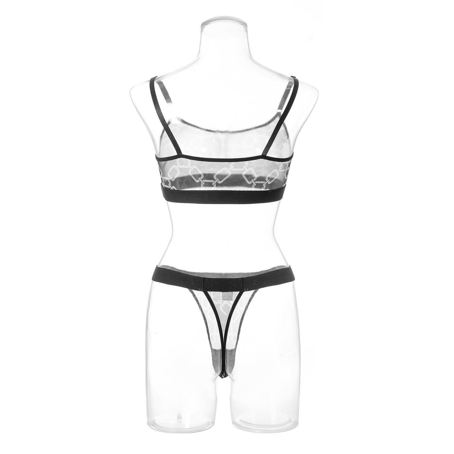 Women's Fashion Net Cloth Printing Underwear Bra Set