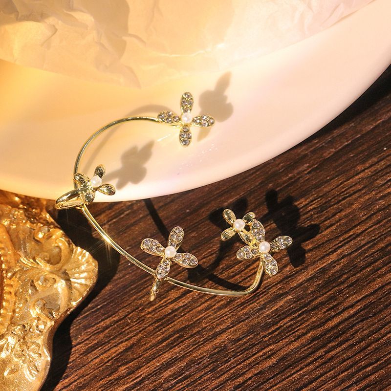 Fashion Zircon Gold Metal Butterfly Ear Clips Without Piercing