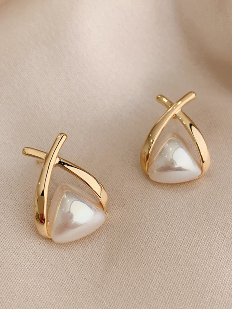 Cross Pearl Earrings Fashion Temperament