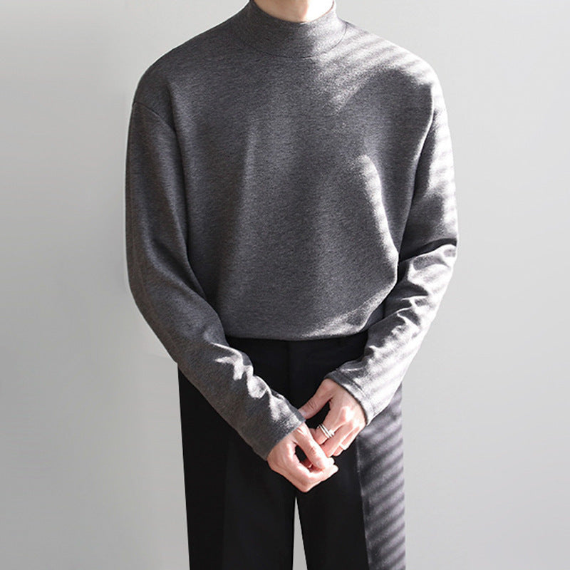 Half Turtleneck Bottoming Shirt Men's Pure Cotton Long Sleeve T-shirt