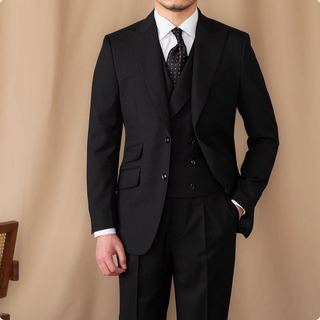 Men's Three-piece Business Pure Color Wool Suit