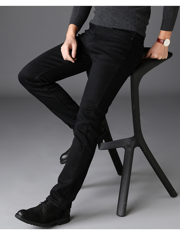 New Slim Straight Black Jeans for Men