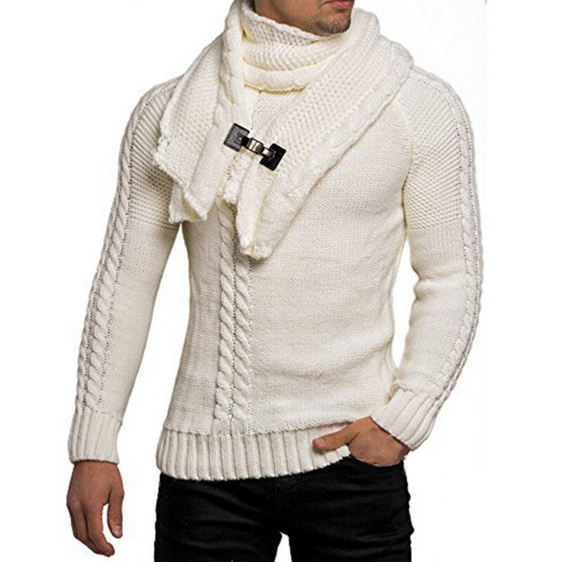 Sweater European and American fashion men's bib Slim pullover knitted sweater men