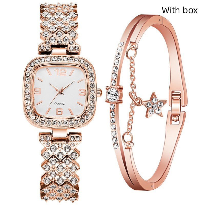 Women's Diamond Watch Bracelet Two-piece Set