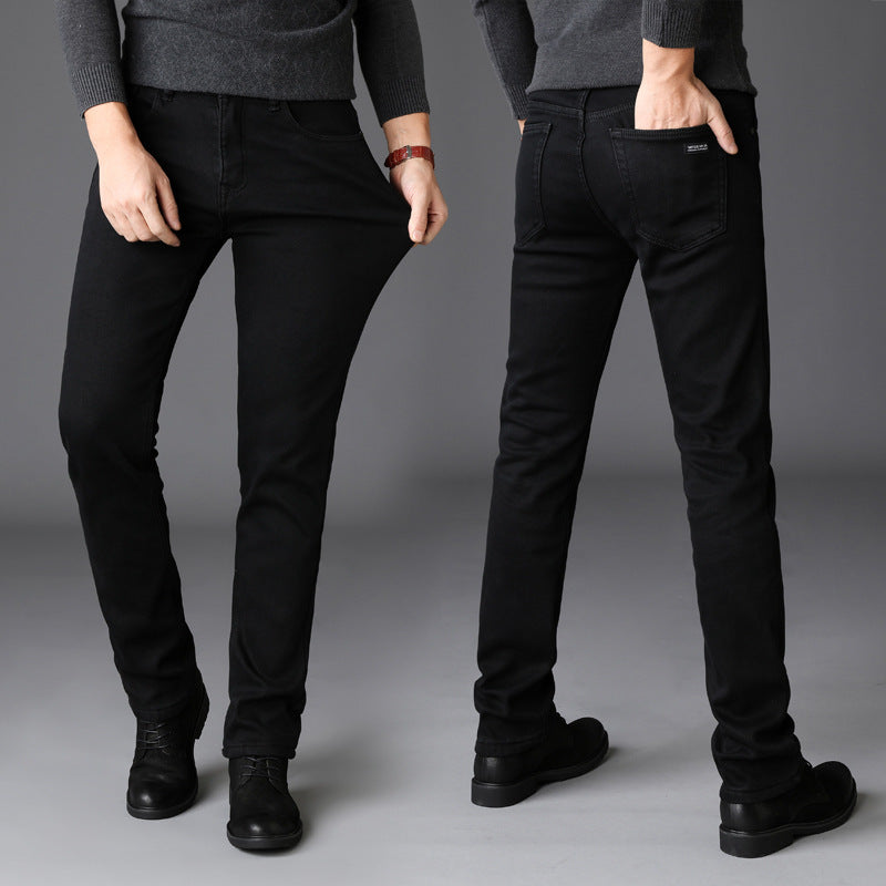 New Slim Straight Black Jeans for Men