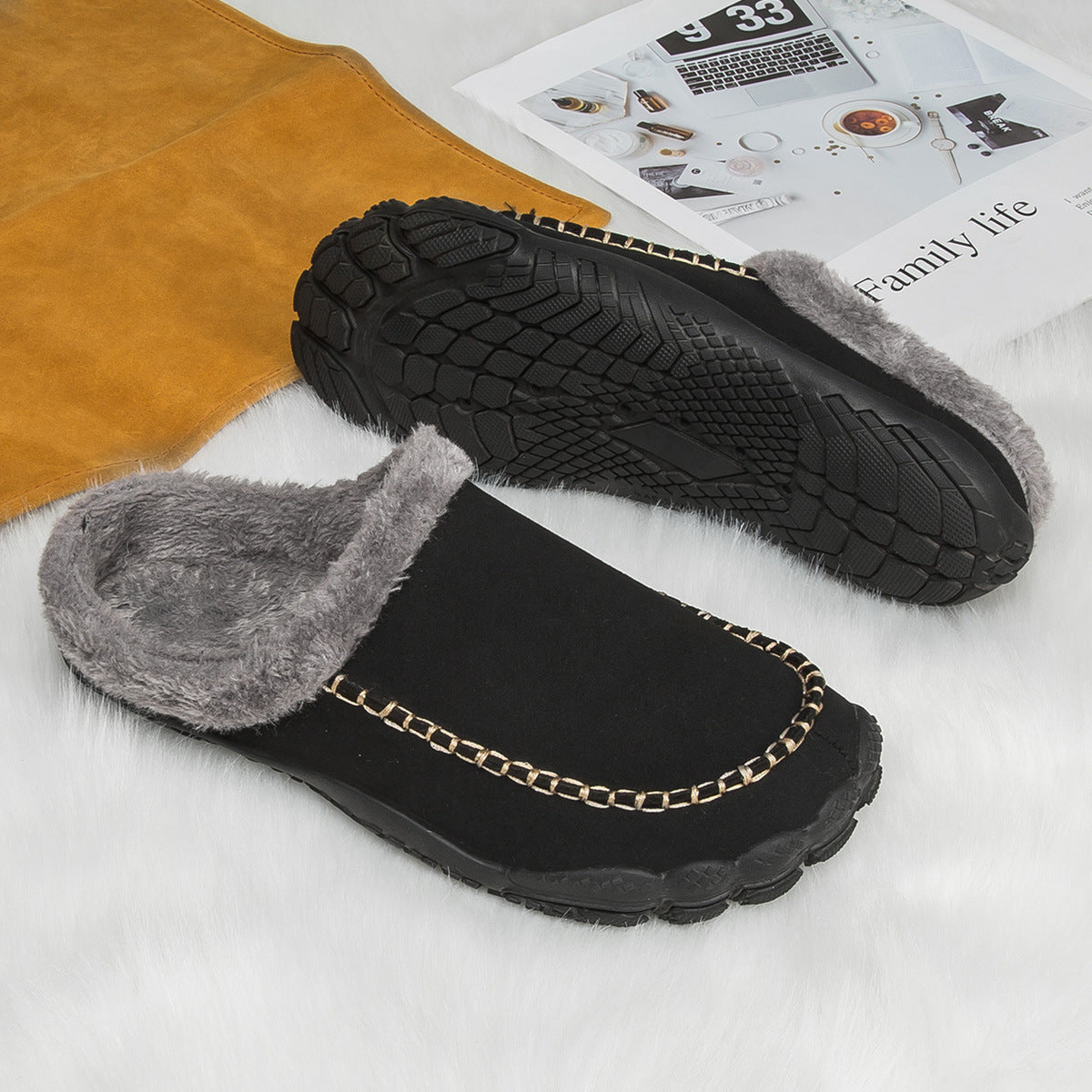 Men's Winter Warm Lightweight Anti-Slip House Slippers