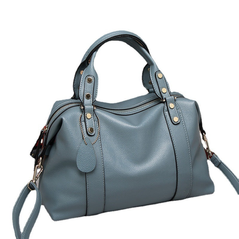 Fashion Boston Shoulder Women's Handbags Retro Rivet Design
