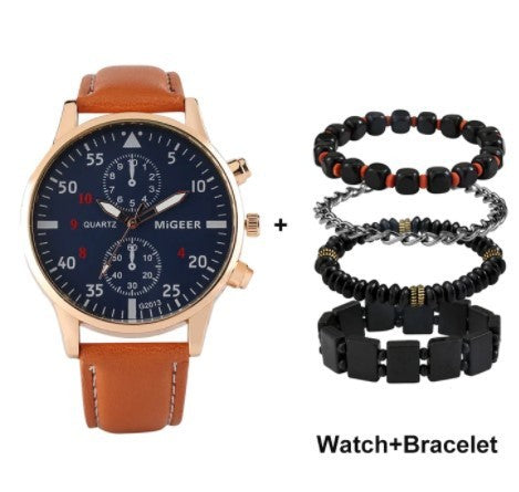 New Men's Quartz Watch Bracelet Combination Suit