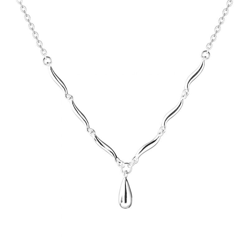 Women's Sterling Silver Water Drop Wave Necklace