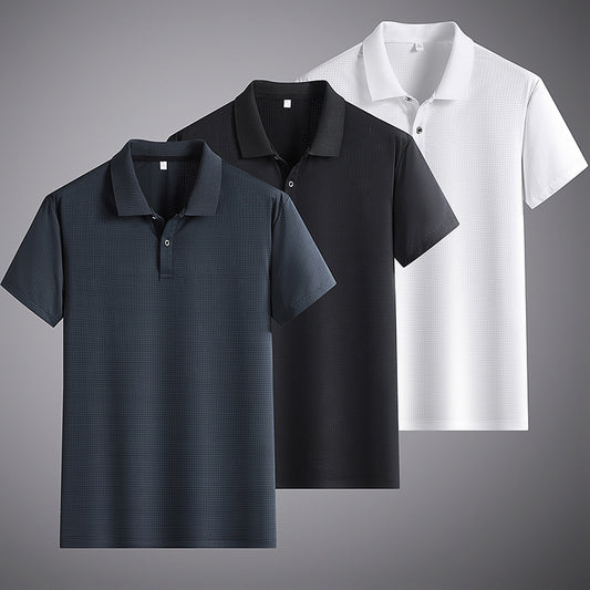 Men's Solid Color Short-sleeved Polo Shirt Ice Silk Men's Clothing