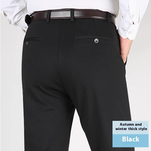 Men's Non-ironing Loose Straight Elastic Trousers