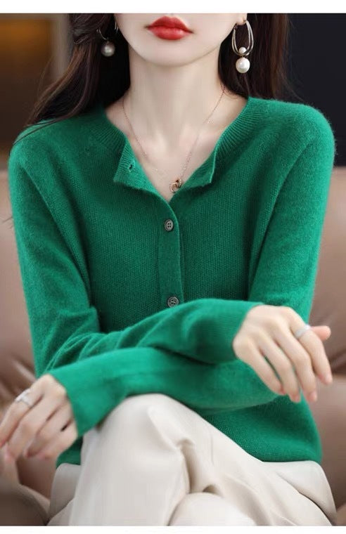 Fashion Merino Wool Cardigan Sweater for Women