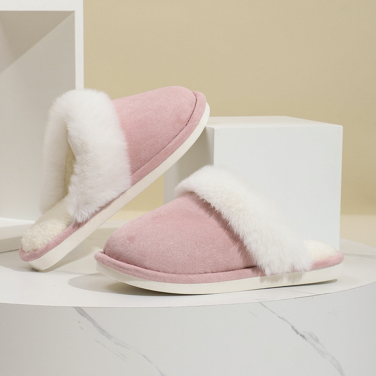 Winter Warm Plush Non-Slip Slippers with Soft Fuzzy Inserts