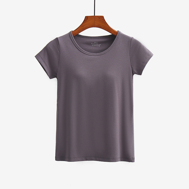 Short-sleeved T-shirt With Chest Pad Bra Home Wear