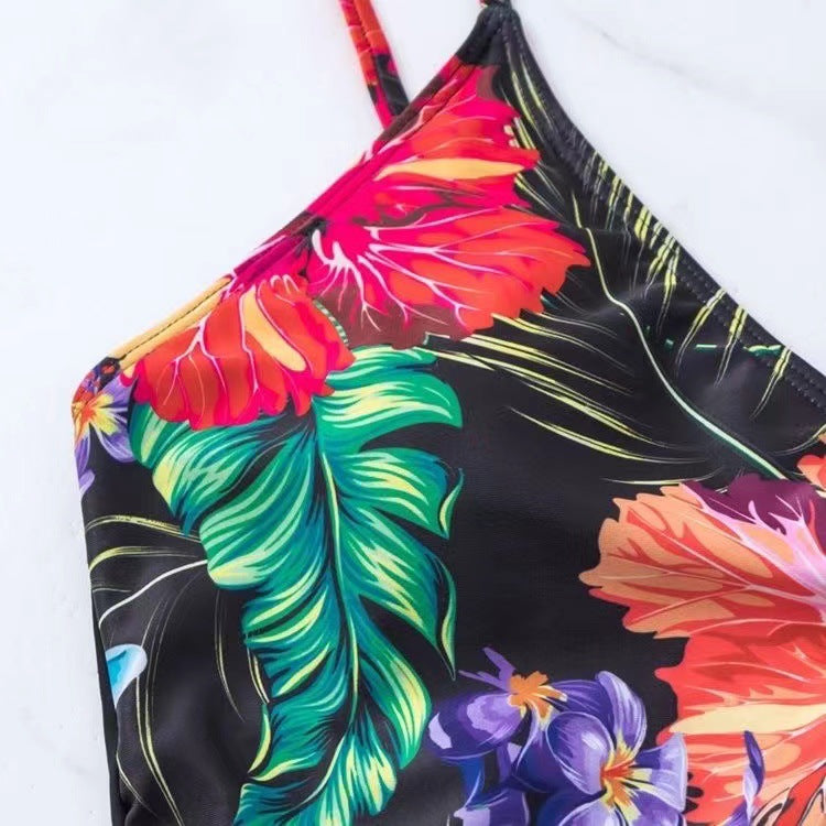 Women's High Waist Briefs Printed Split Bikini