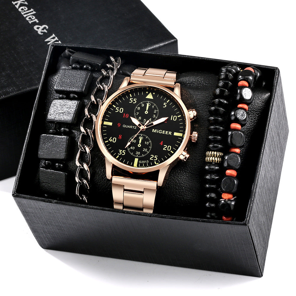 New Men's Quartz Watch Bracelet Combination Suit