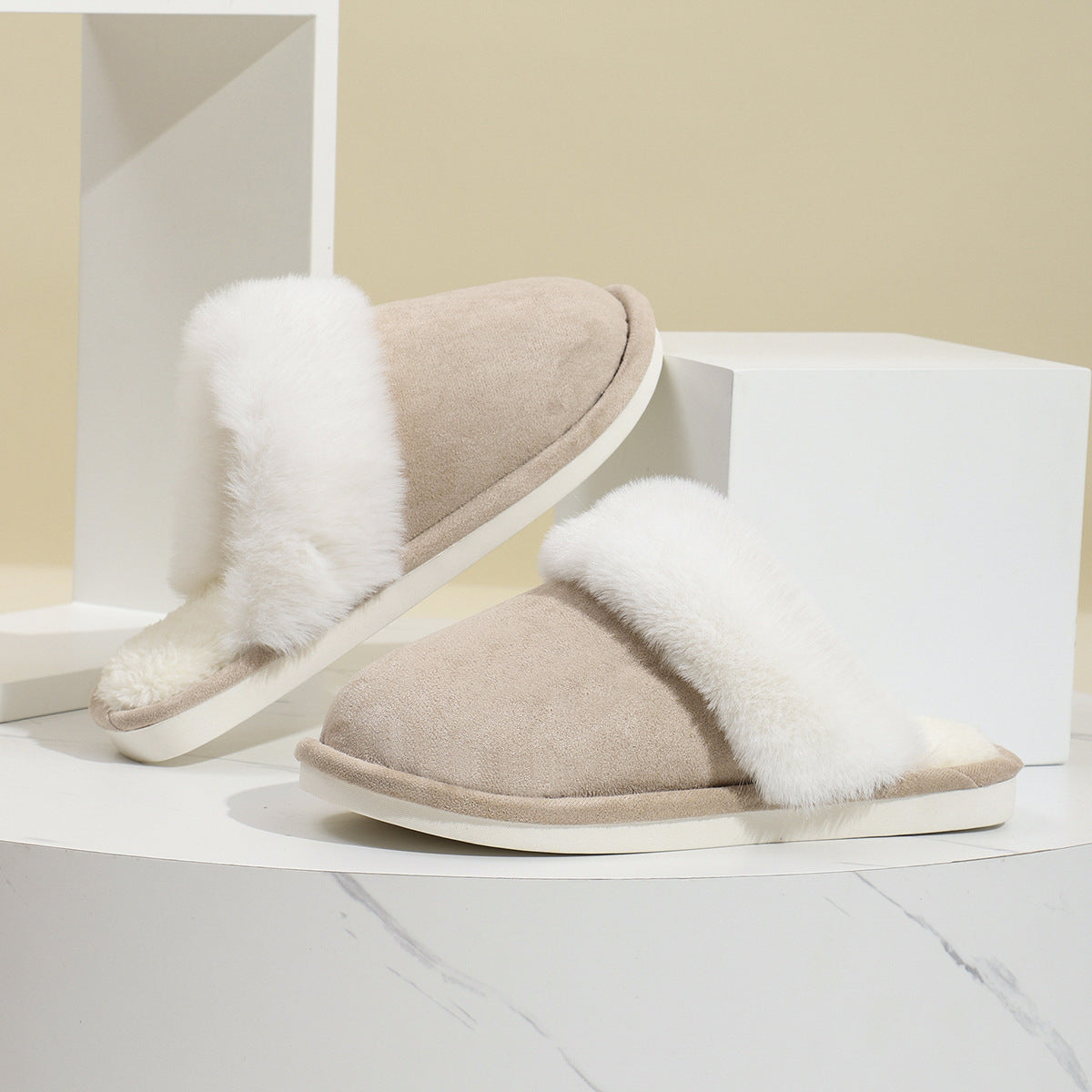 Winter Warm Plush Non-Slip Slippers with Soft Fuzzy Inserts