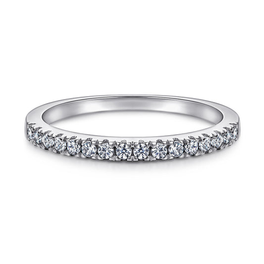 Silver Half-length Ring Row Diamond V Index Finger Ring