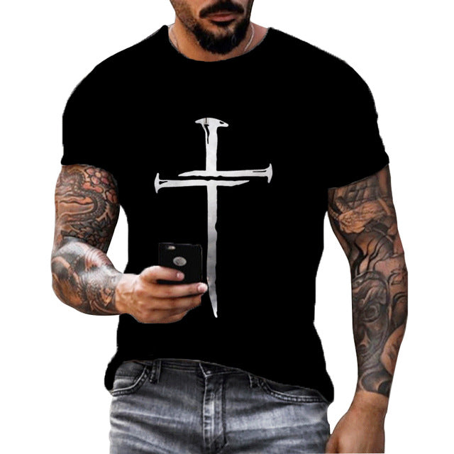 Camiseta esportiva masculina de manga curta estampada em 3D de verão Hip Hop