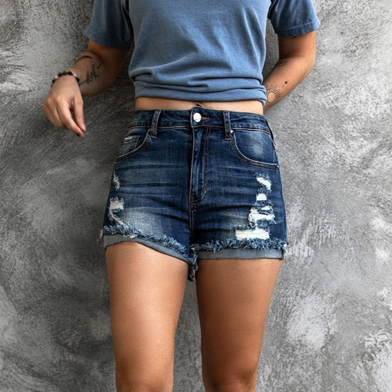 Fashion Hot Pants Ripped Stretch Jeans Shorts