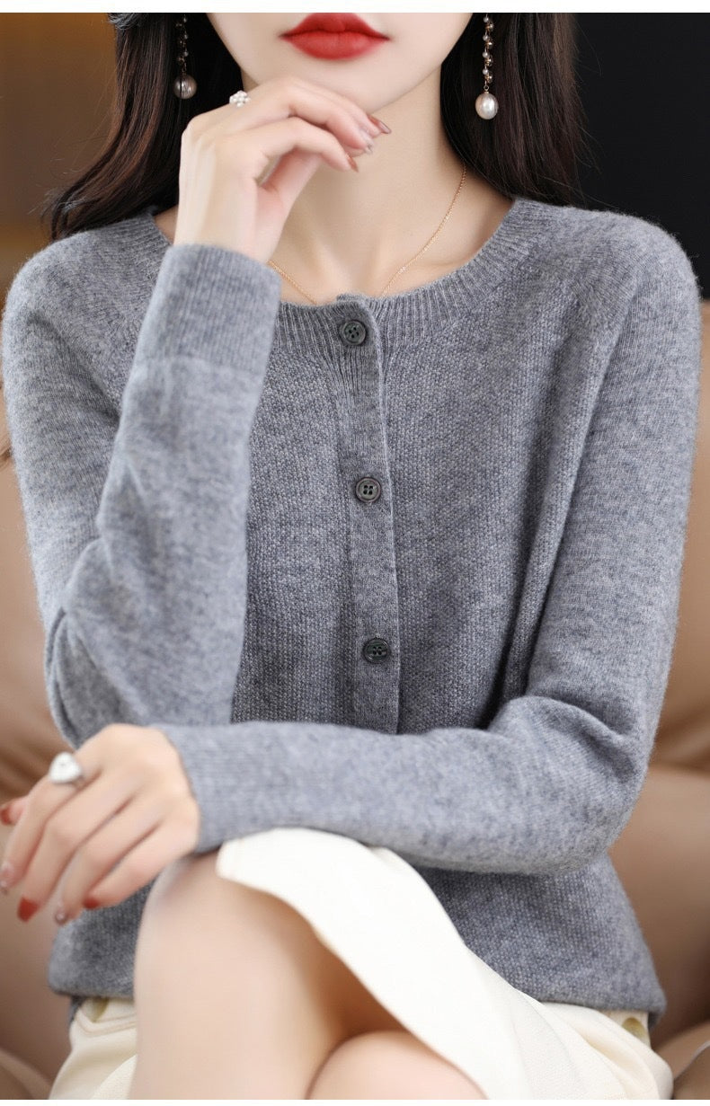 Fashion Merino Wool Cardigan Sweater for Women