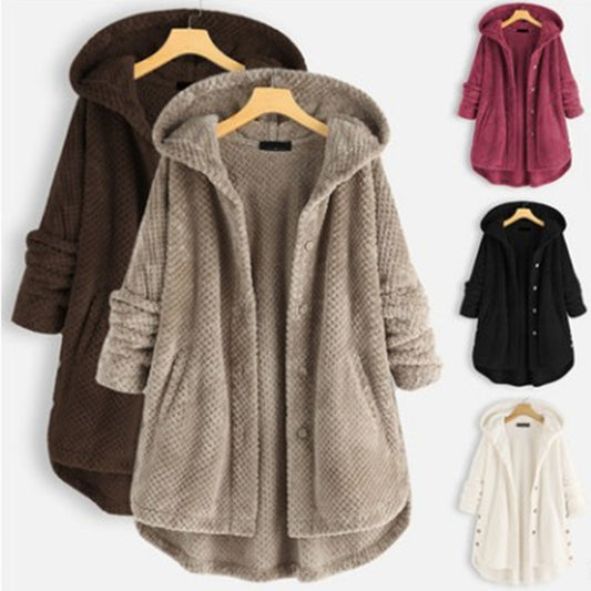 Women's Fashion Hooded Double-sided Velvet Sweatshirt Coat