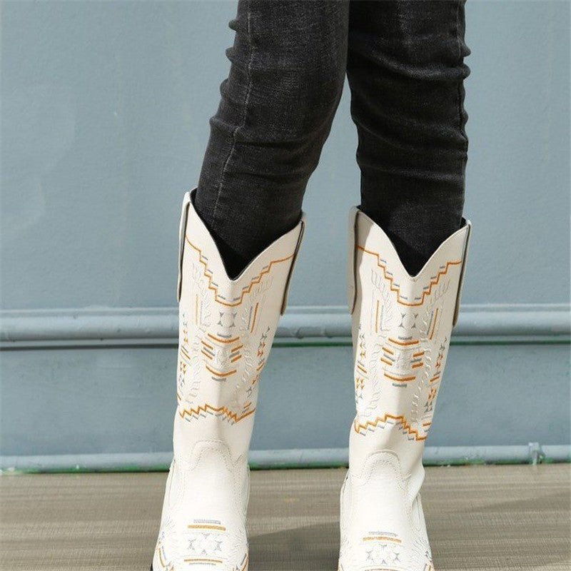 Thin Boots European And American Pointed Toe Retro High-heeled Boots