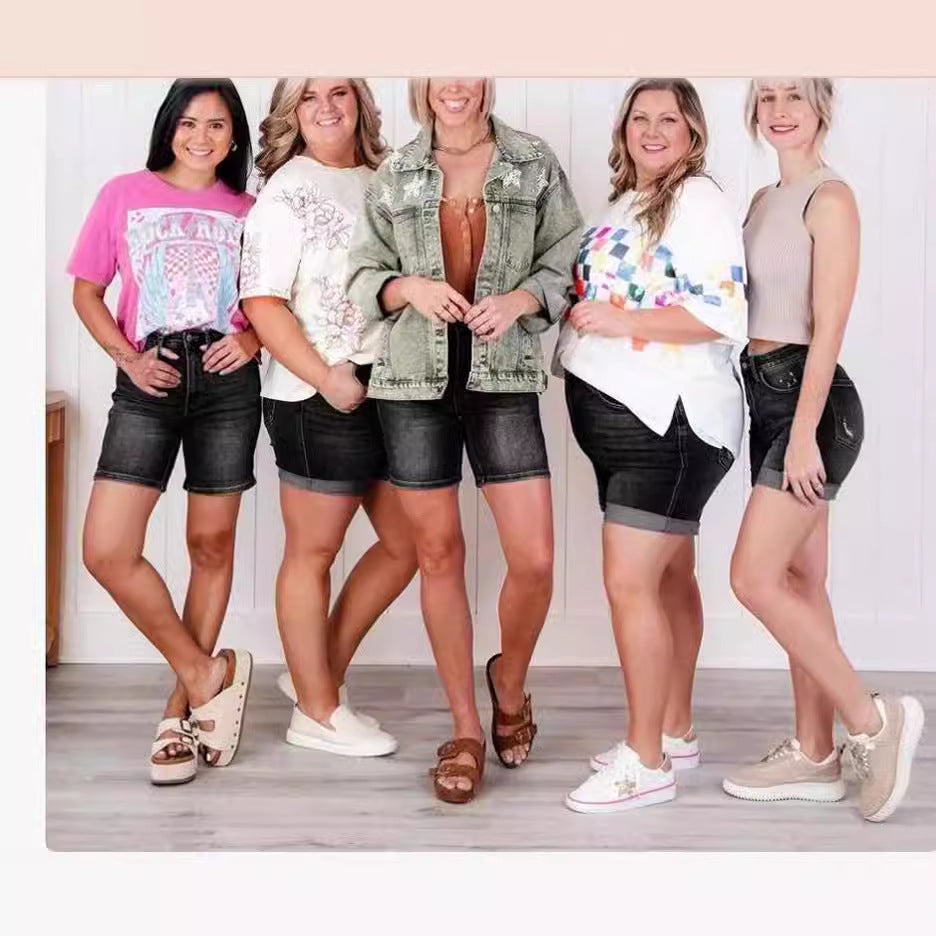 European And American Jeans Plus Size Women's Shorts