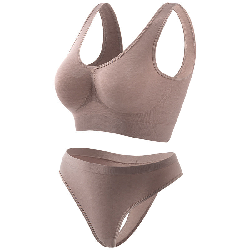 Soft Nylon Yoga Underwear with Push Up Bra