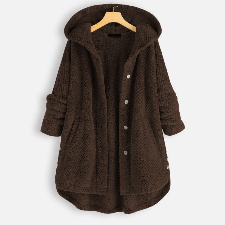 Women's Fashion Hooded Double-sided Velvet Sweatshirt Coat