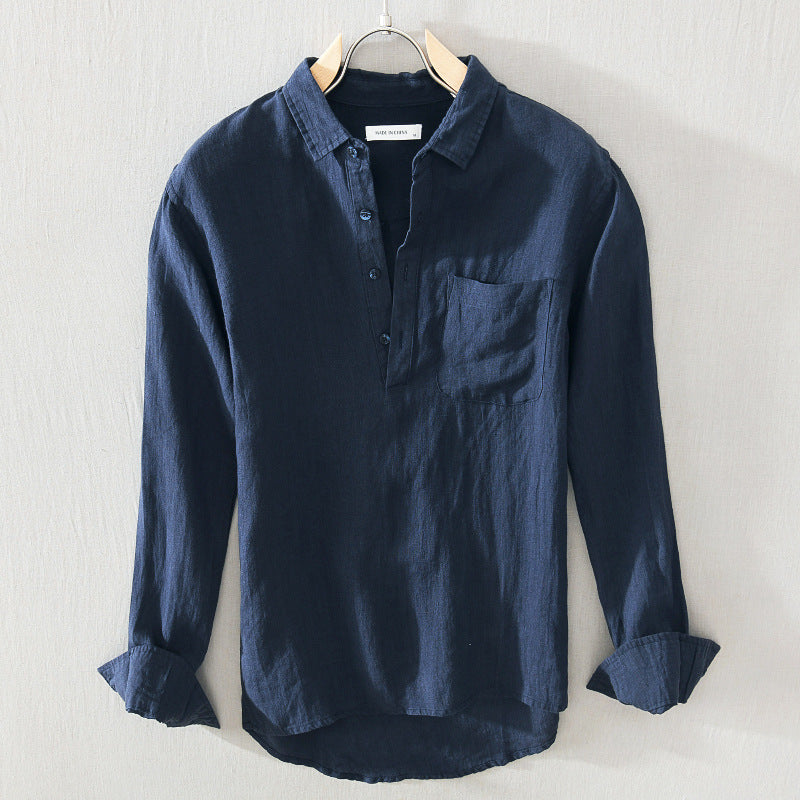 Spring And Summer Men's Pure Linen Casual Top