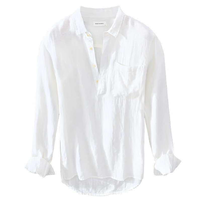 Spring And Summer Men's Pure Linen Casual Top