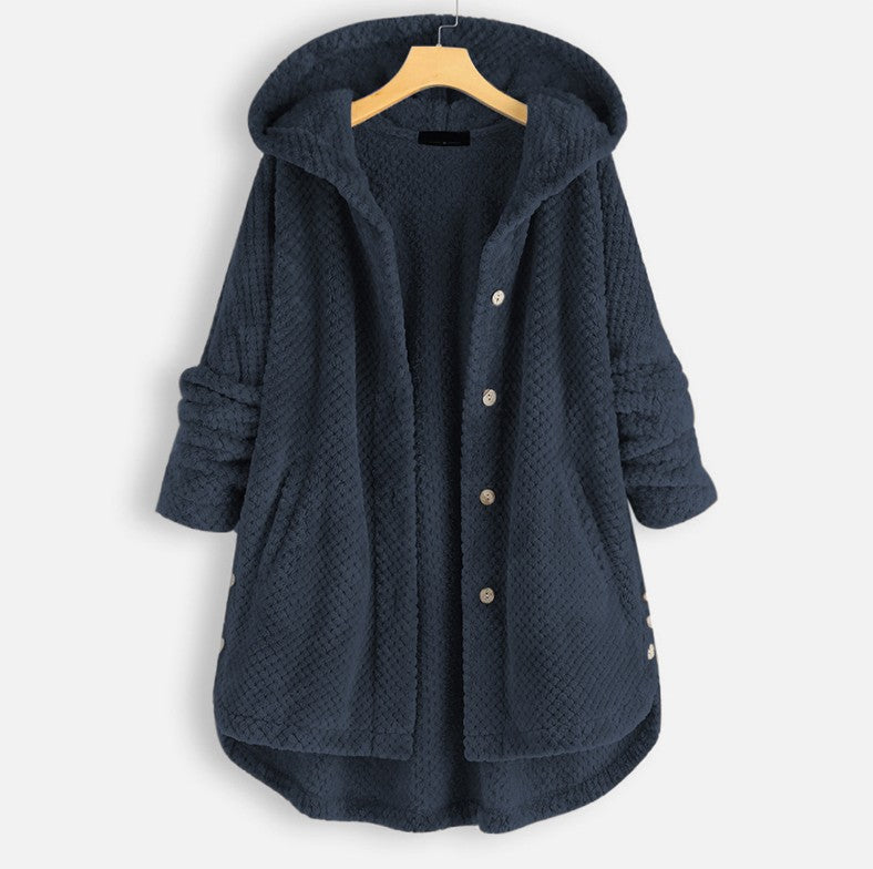 Women's Fashion Hooded Double-sided Velvet Sweatshirt Coat