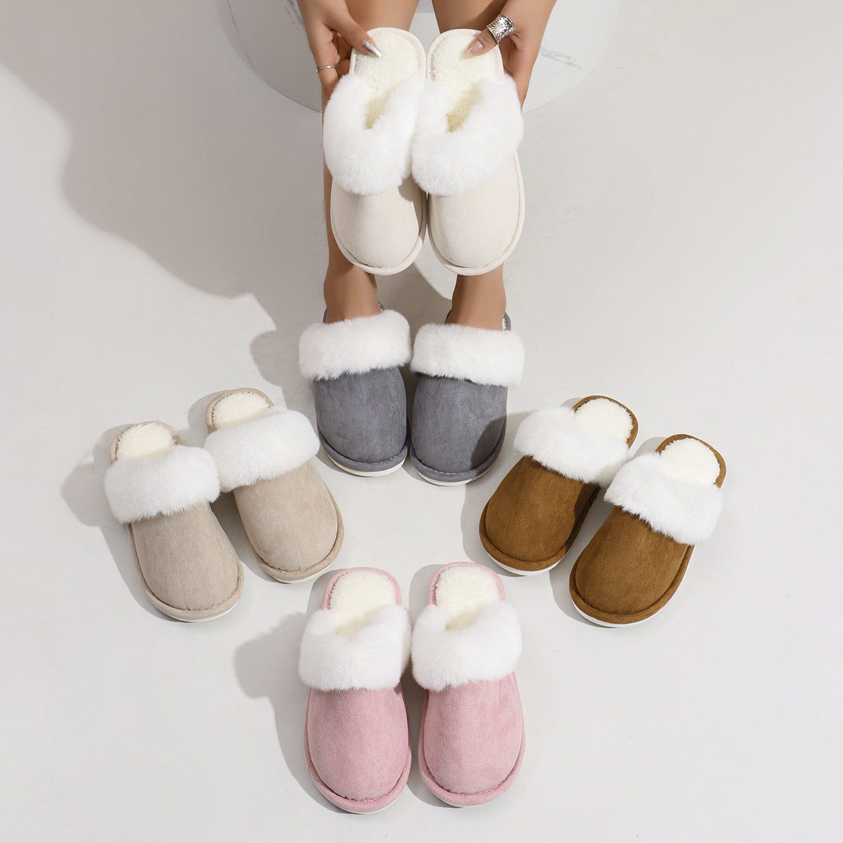 Winter Warm Plush Non-Slip Slippers with Soft Fuzzy Inserts