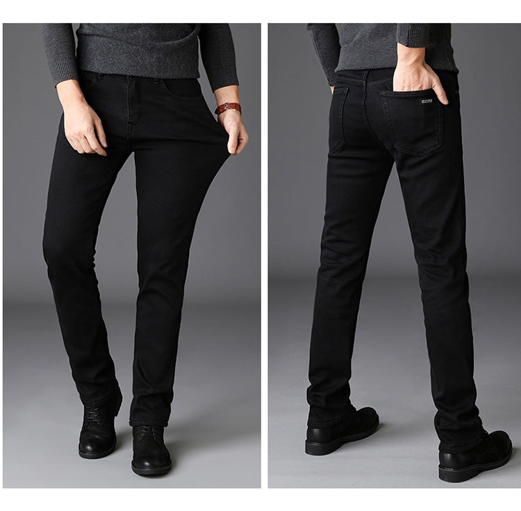 New Slim Straight Black Jeans for Men