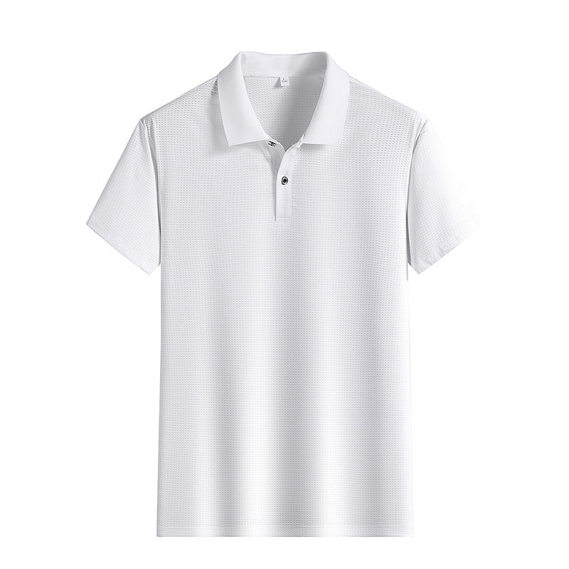 Men's Solid Color Short-sleeved Polo Shirt Ice Silk Men's Clothing