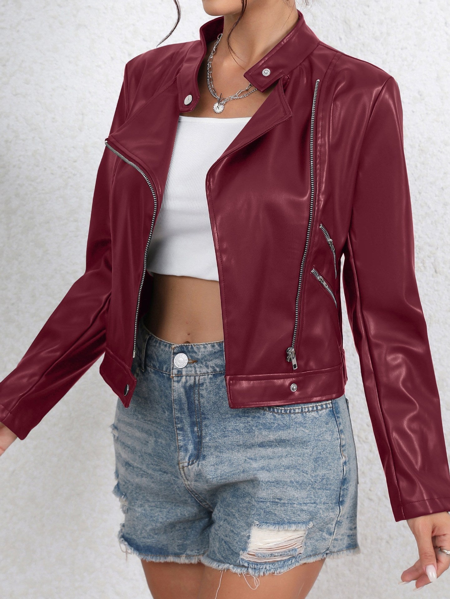 Fashionable All-match Leather Jacket