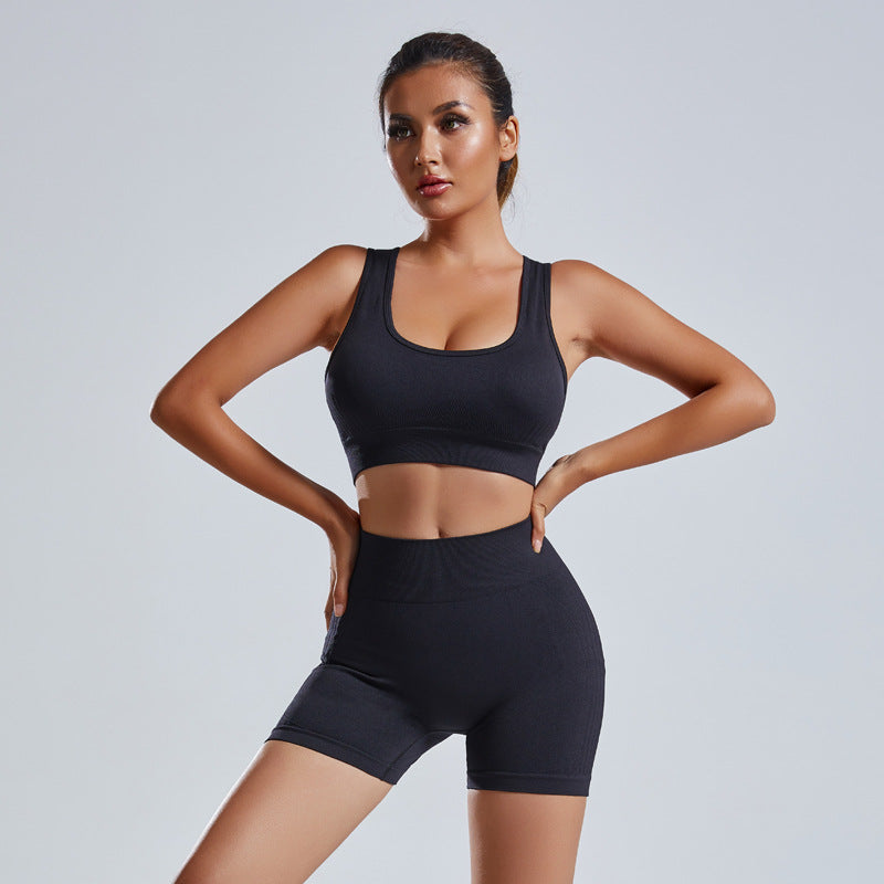 2pcs Yoga Set Women's Vest and Shorts. Seamless Workout Sportswear
