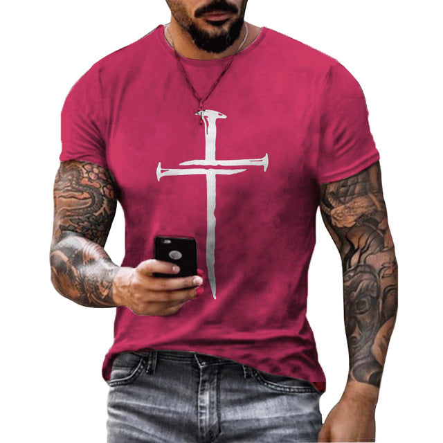 Summer Hip Hop 3D Printed Men's Short-sleeved Sports T-shirt Top