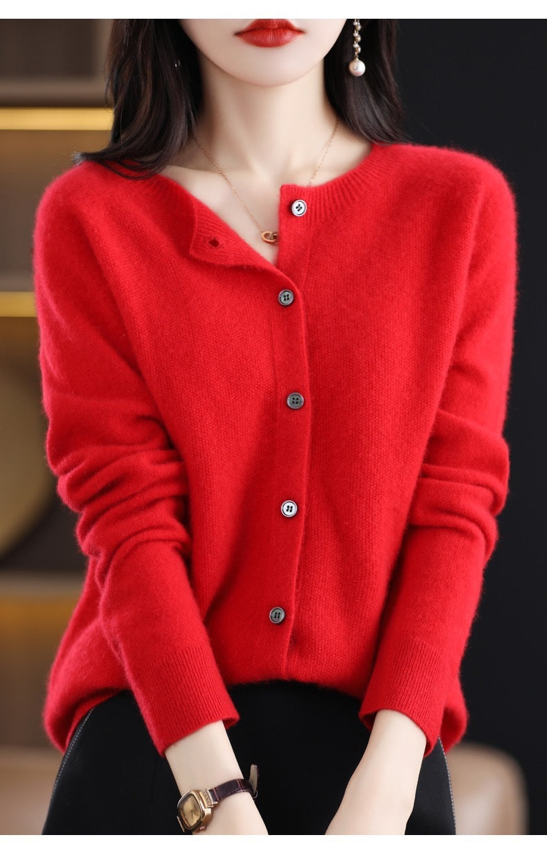 Fashion Merino Wool Cardigan Sweater for Women