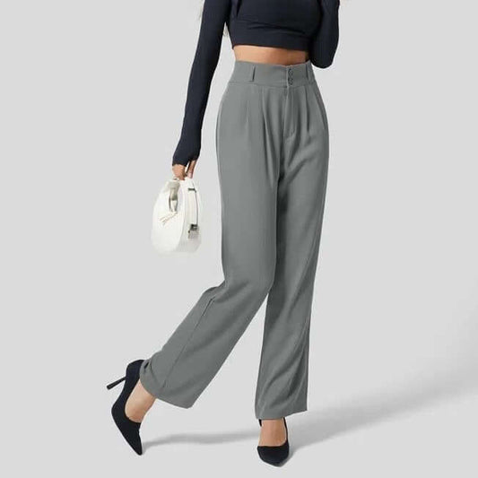 Women's High Waist Button Control Pocket Dress Pants